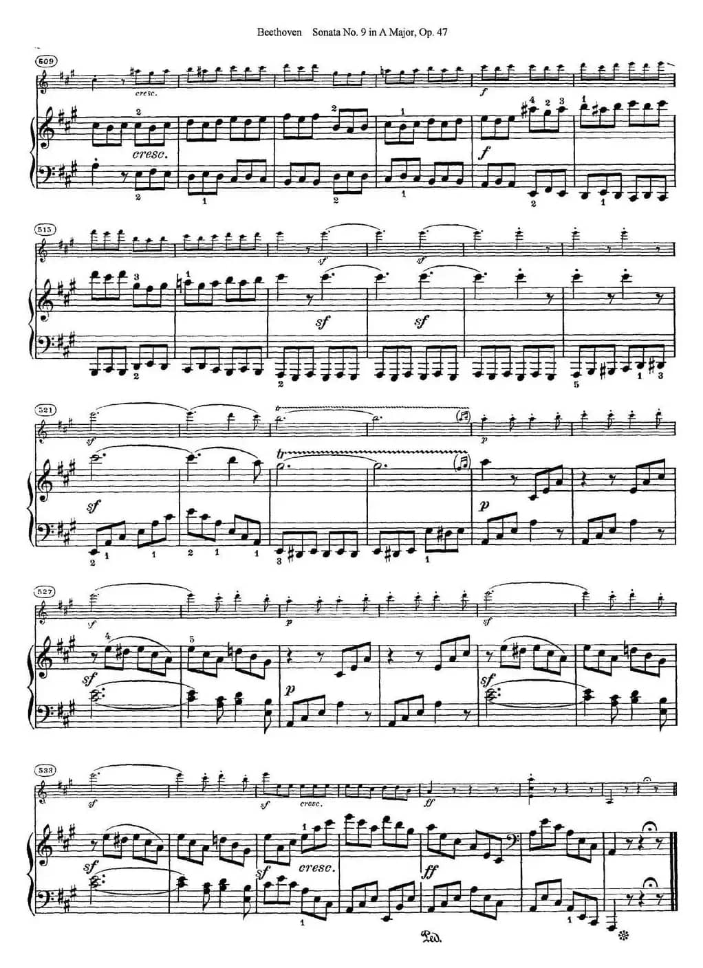 Violin Sonata No.9 in A Major Op.47（小提琴+钢琴伴奏）