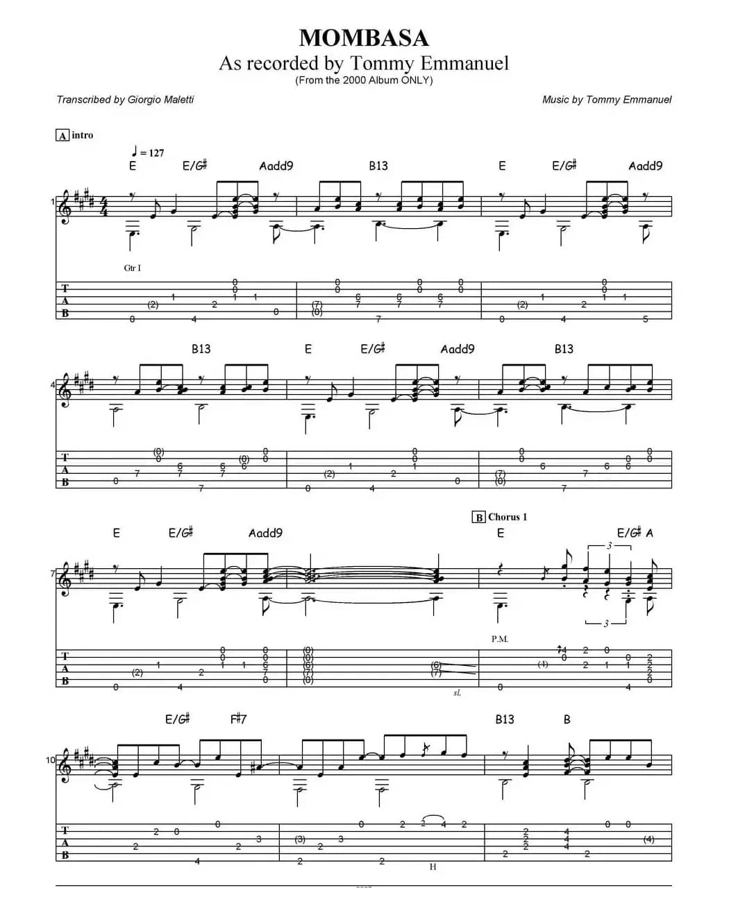 tommy emmanuel：mombasa（指弹吉他）