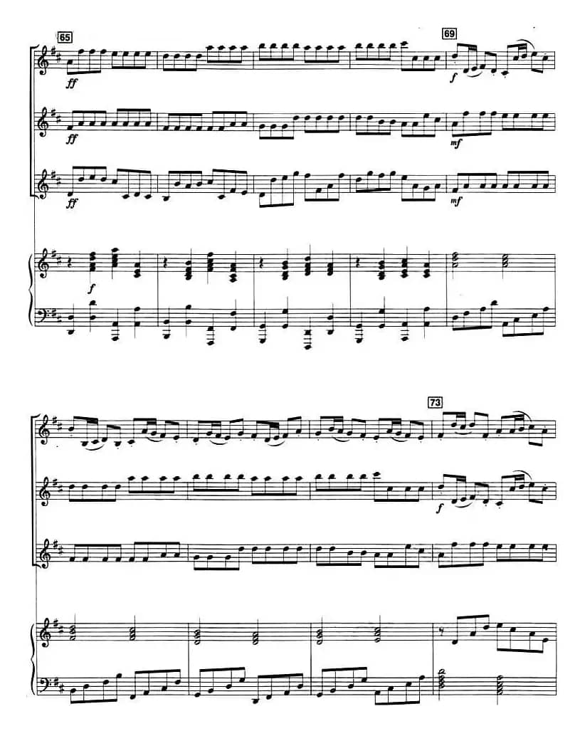 CANON IN D（3个小提琴+钢琴伴奏、四重奏）