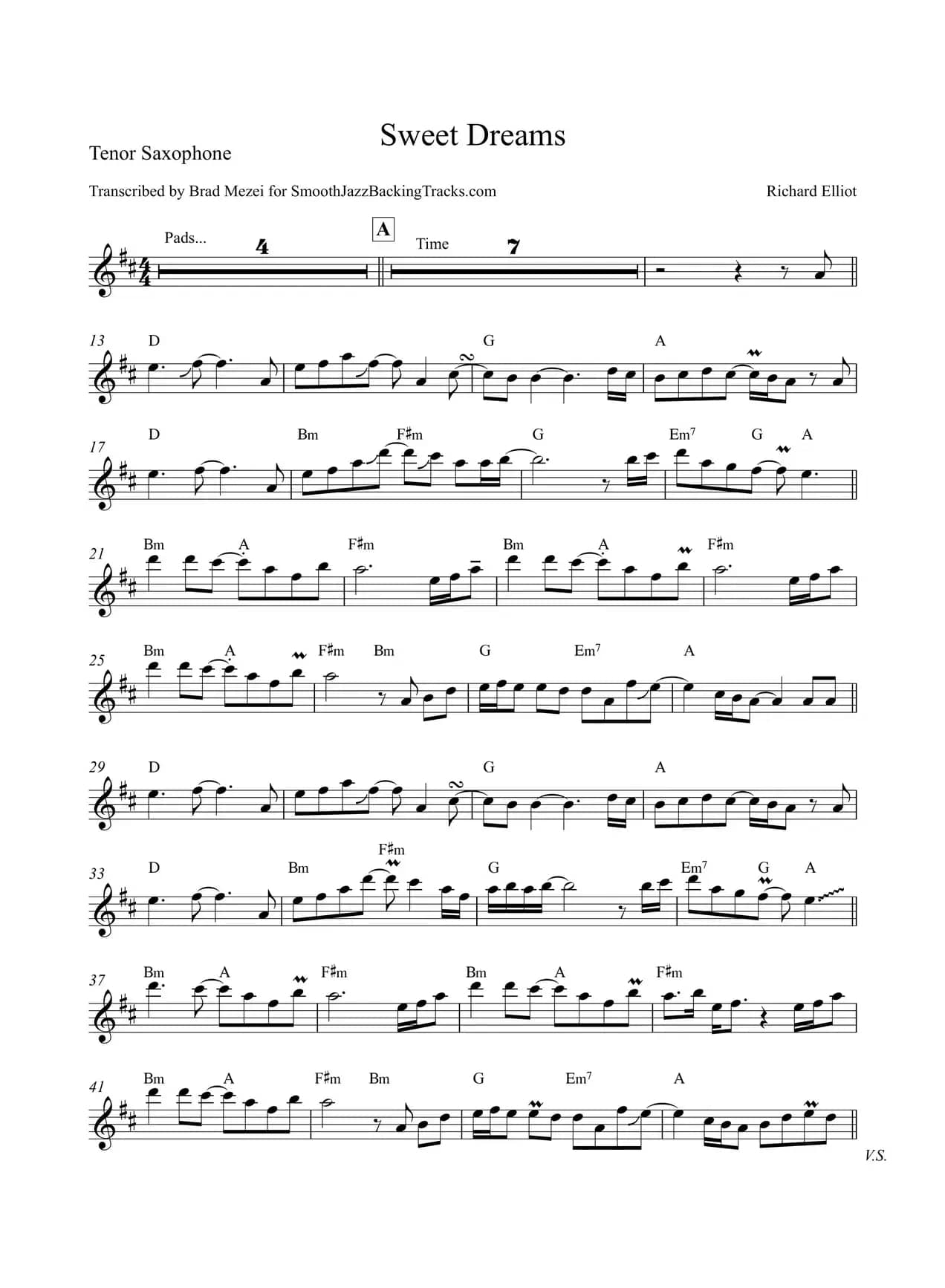 Sweet Dreams（次中音萨克斯）