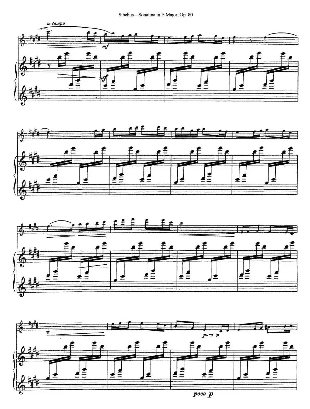 Violin Sonatina in E Major Op.80（小提琴+钢琴伴奏）