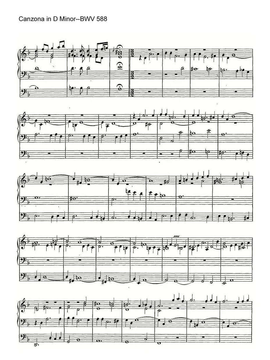 Canzona in D Minor--BWV 588(管风琴谱)