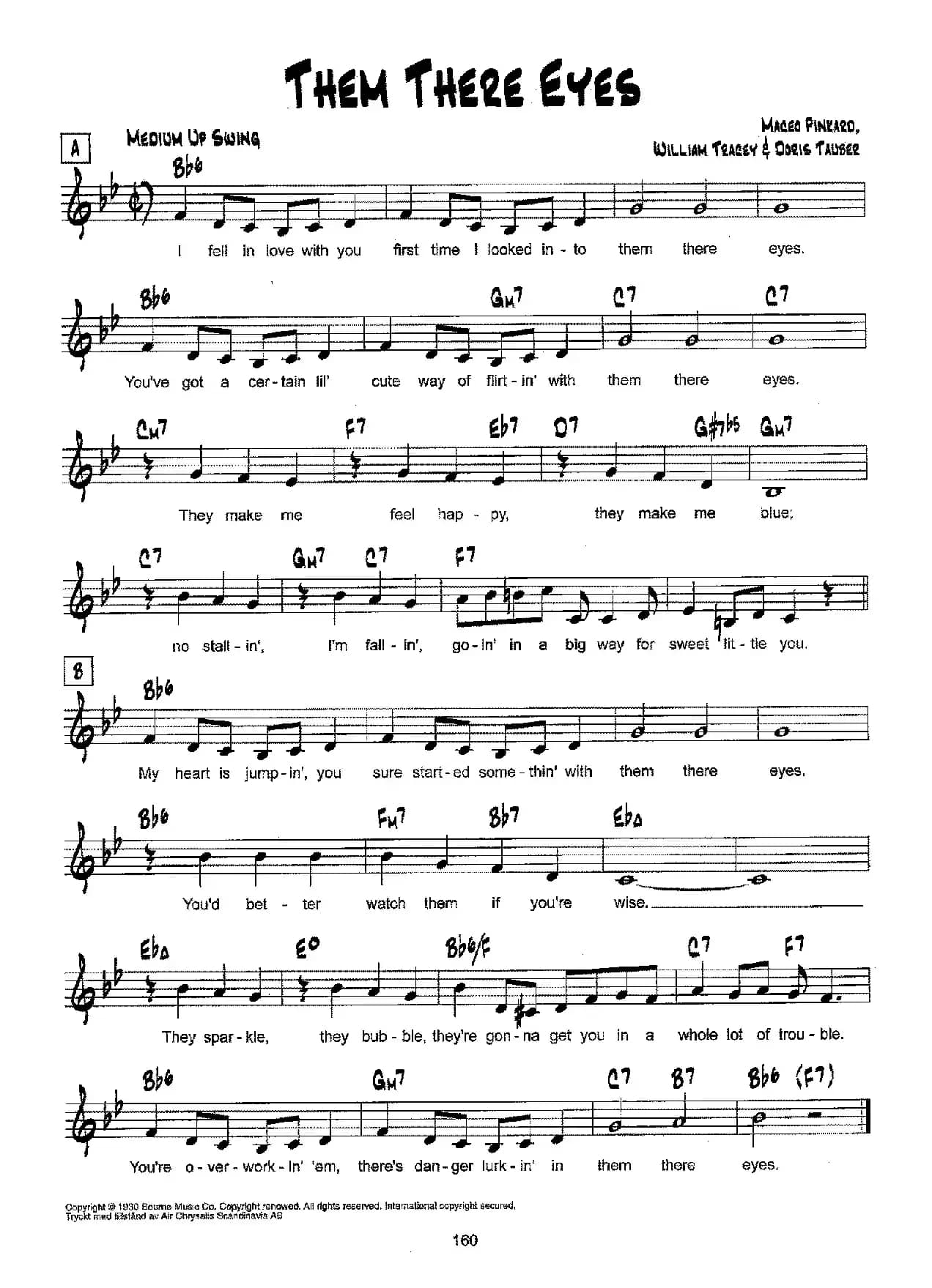 降B爵士乐谱：THEM THERE EYES