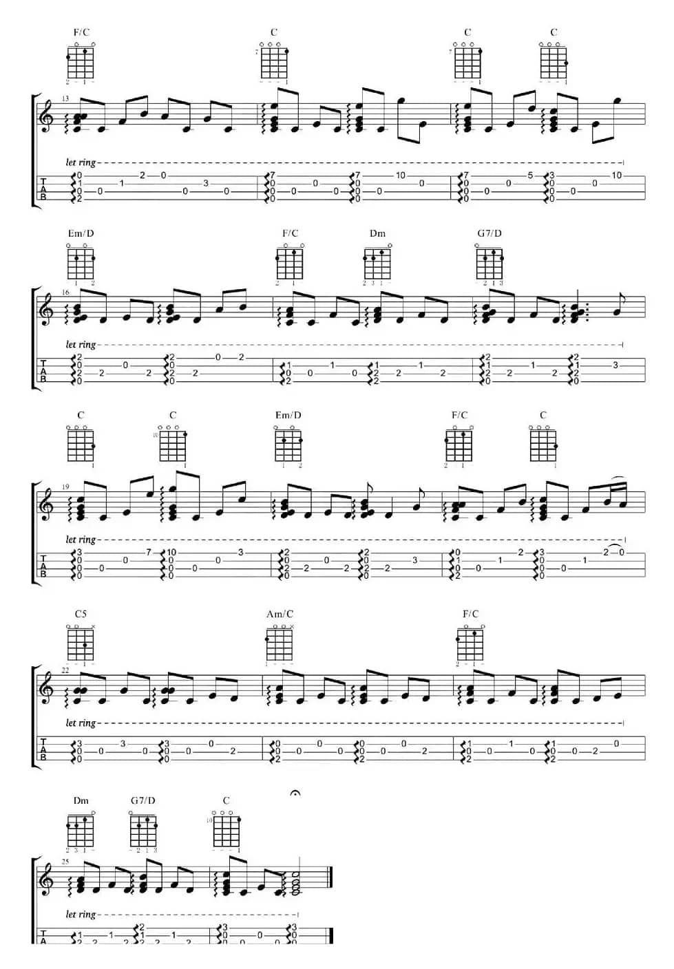 月亮代表我的心（尤克里里指弹谱）