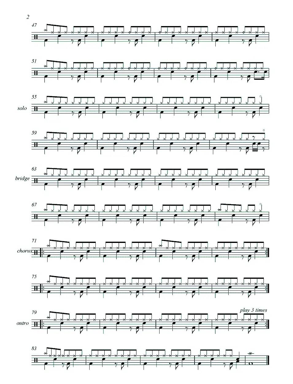 The Zephyr song（鼓谱）