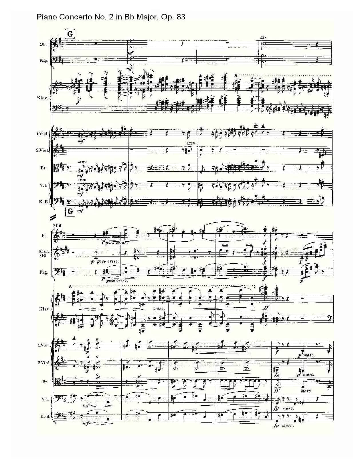 Bb大调钢琴第二协奏曲, Op.83第一乐章（一）