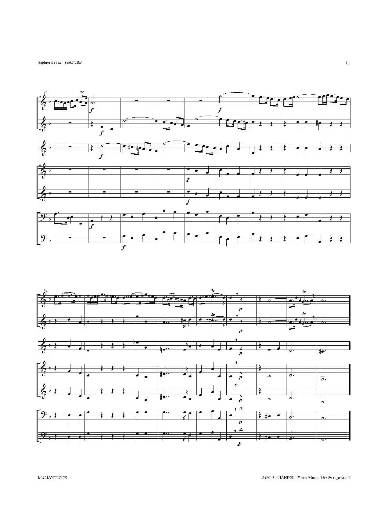 Water Music（HWV.348 No.1）（萨克斯合奏总谱）