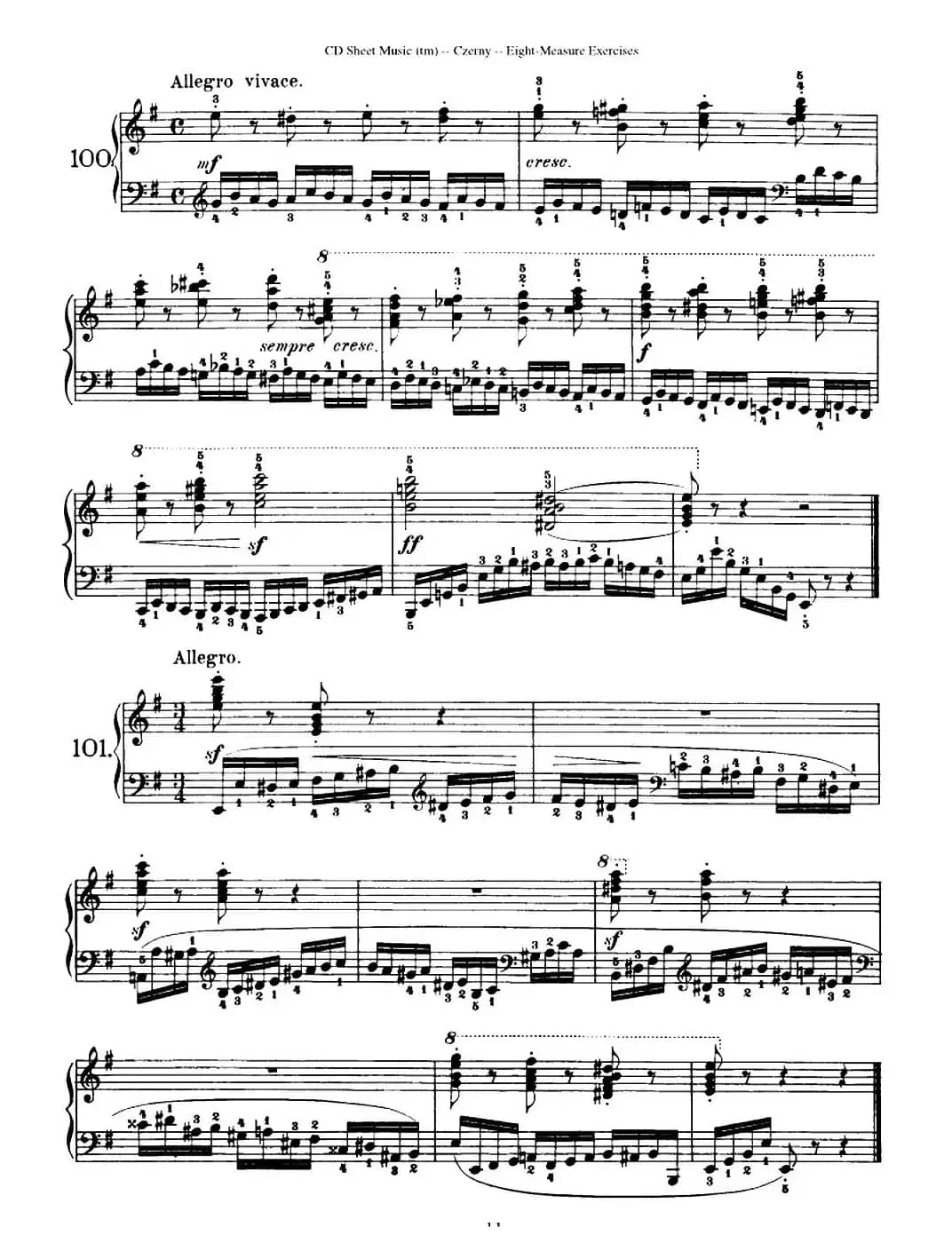 160 Eight- Measure Exercises.Op.821（车尔尼160首钢琴八小节练习曲（88——103））