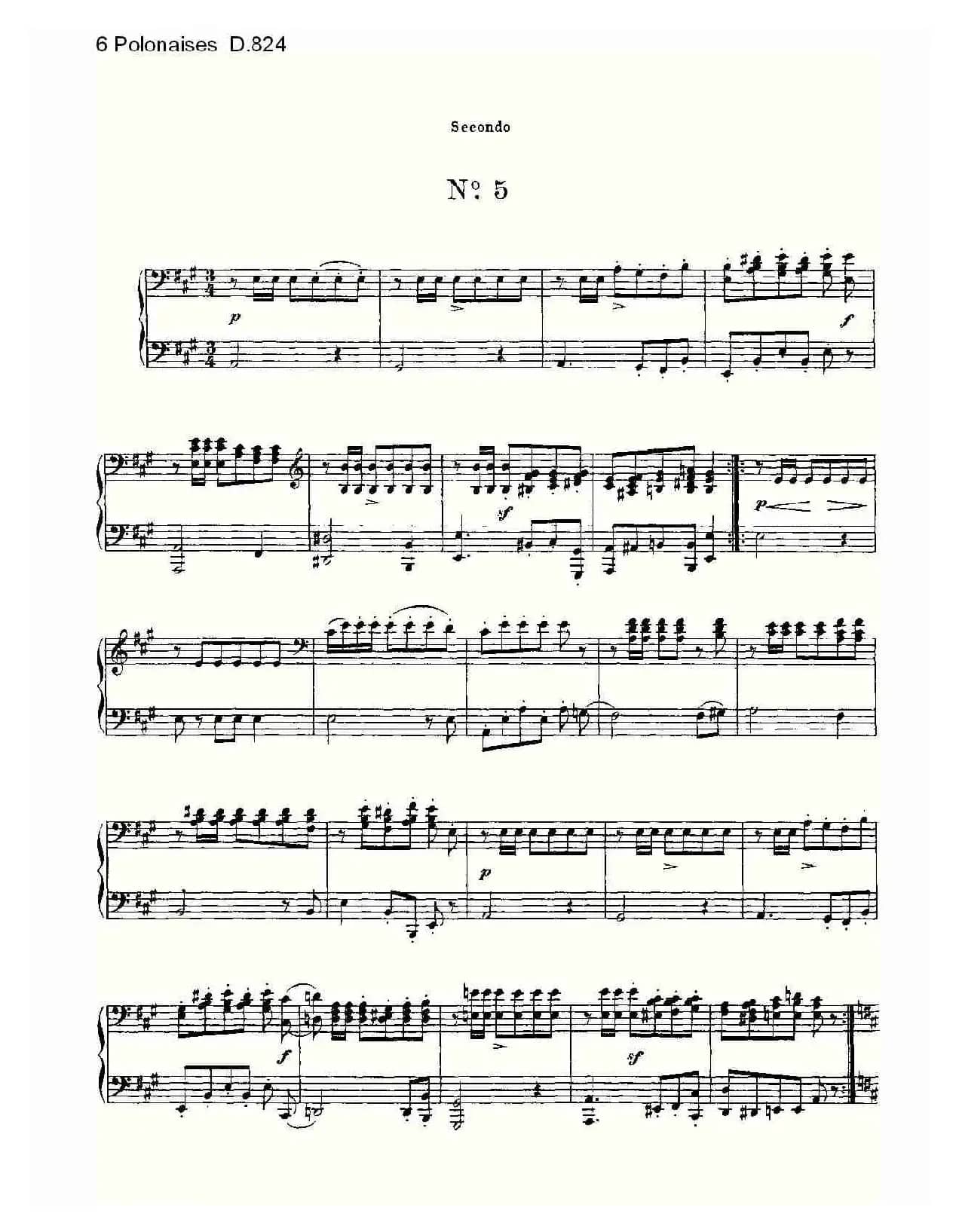 6 Polonaises D.824（6波罗乃兹舞曲 D.824）