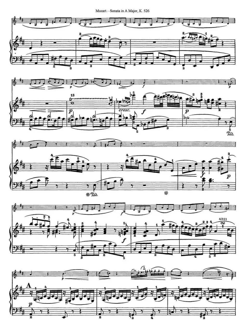 Violin Sonata in A Major K.526（小提琴+钢琴伴奏）