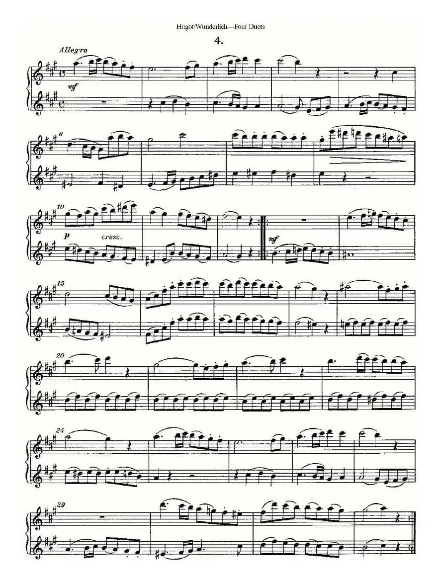 Hugot/Wunderlich Four Duets（四首二重奏）