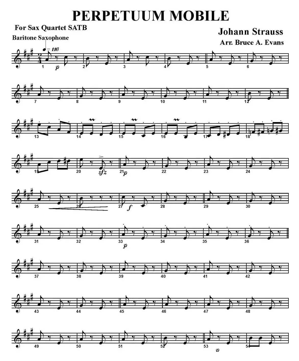 PERPETUUM MOBILE（四重奏·上低音萨克斯分谱）