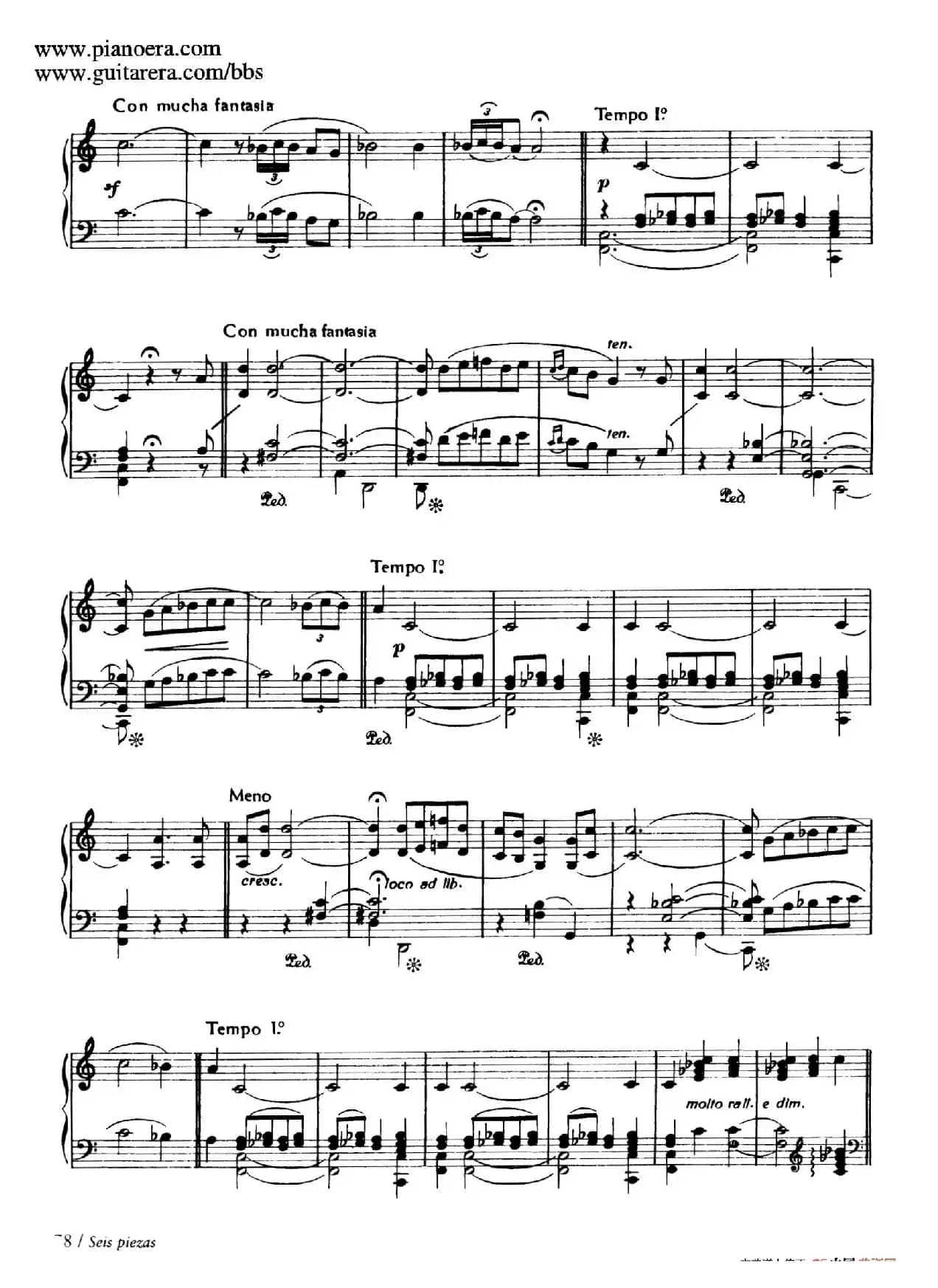 Six Pieces on Spanish Folksongs H.125（6首西班牙民谣小品·3. 节日的回忆 Ecos de la parranda）