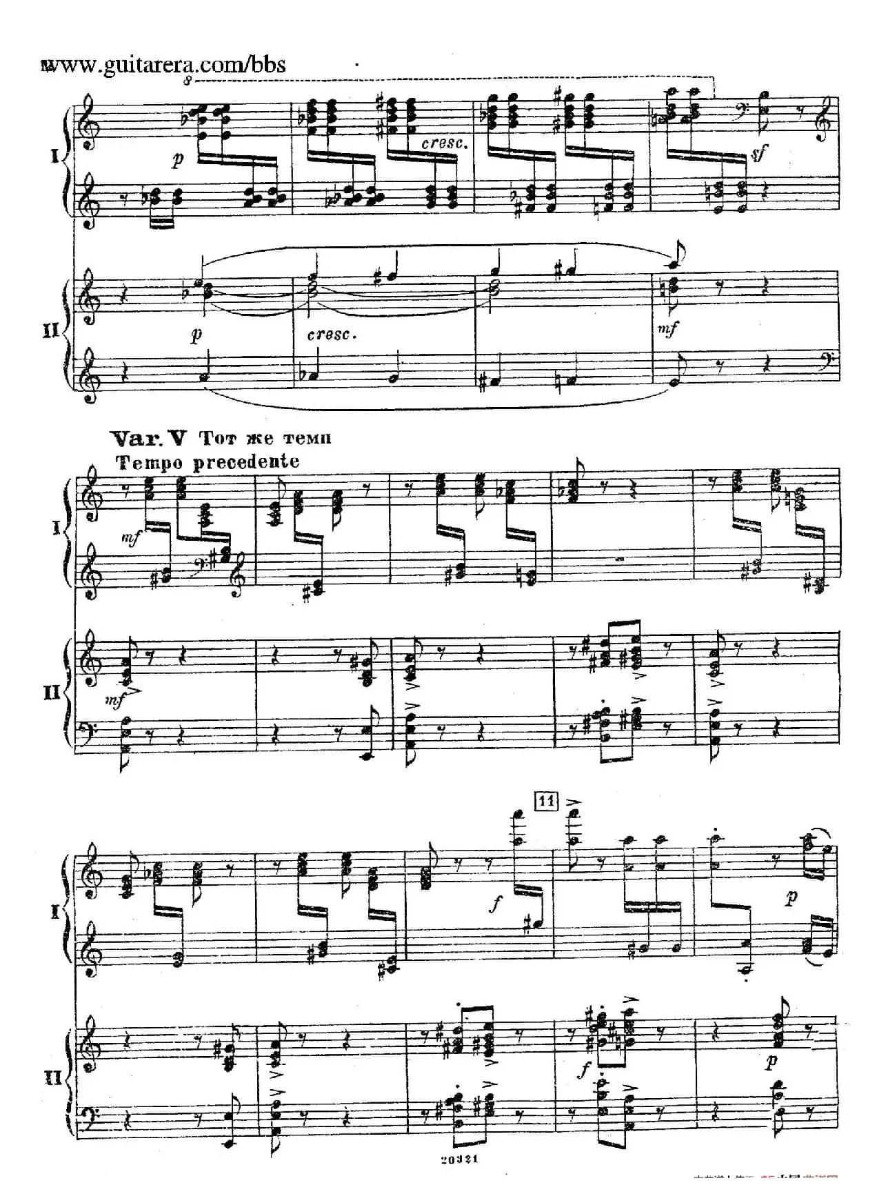 Rhapsody On A Theme Of Paganini Op.43（帕格尼尼主题狂想曲·双钢琴）（P1——20）