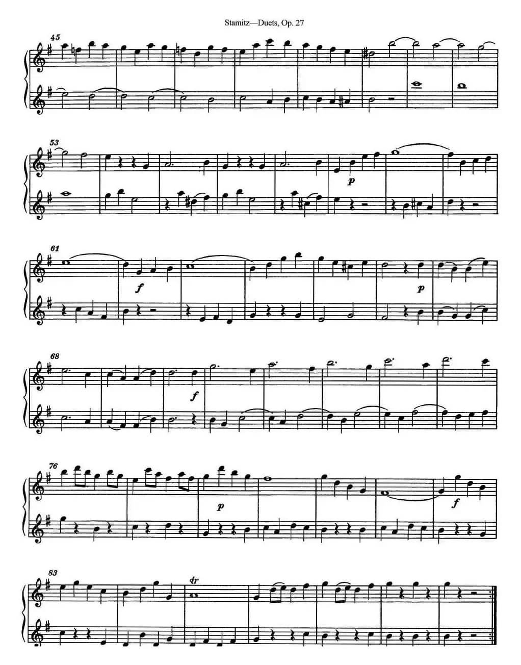 斯塔米茨二重奏长笛练习曲Op.27（No.3）