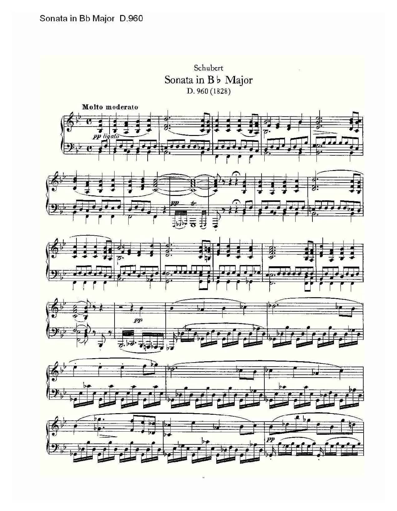 Sonata in Bb Major D.960（Bb大调奏鸣曲 D.960）