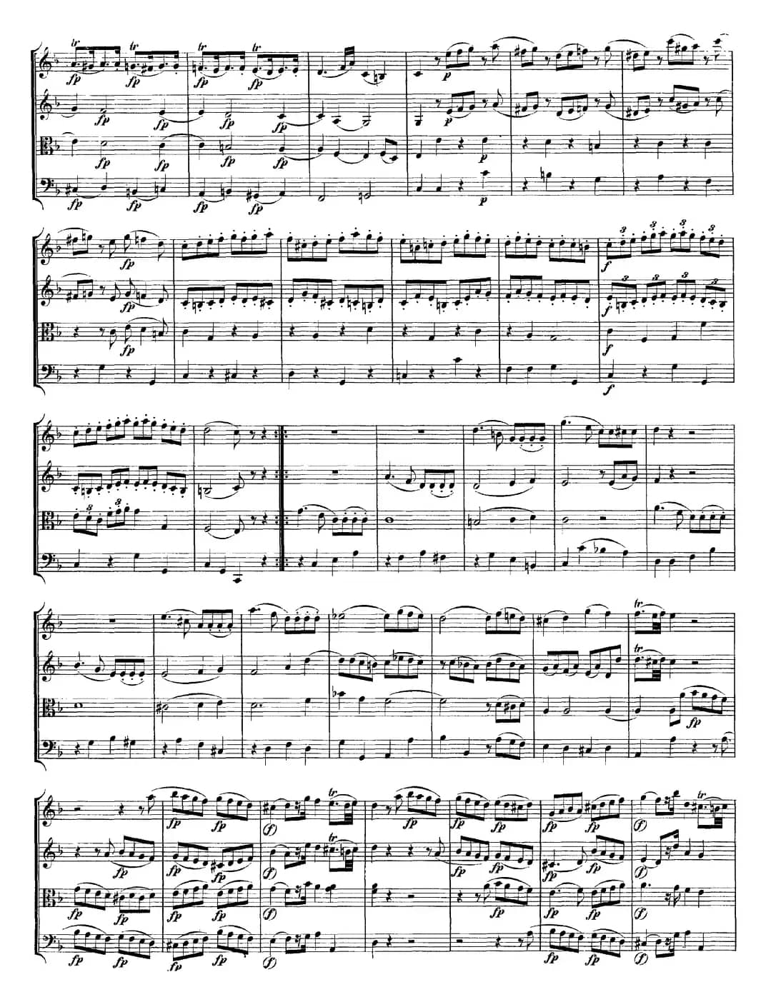 Mozart《Quartet No.8 in F Major,K.168》（总谱）