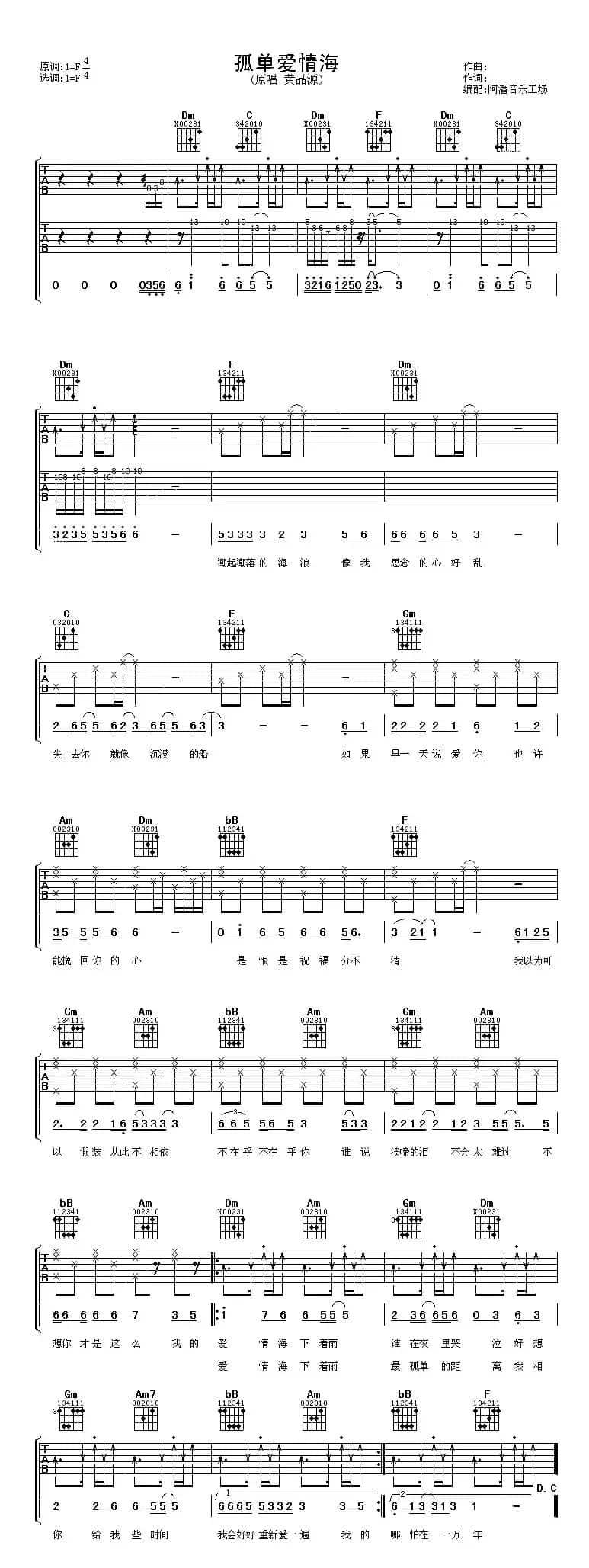 孤单爱情海（阿潘编配版）