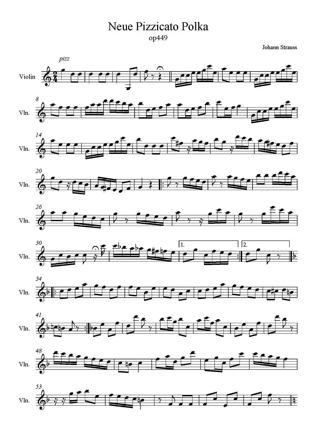 Neue Pizzicato Polka Op.449（新拨弦波尔卡）