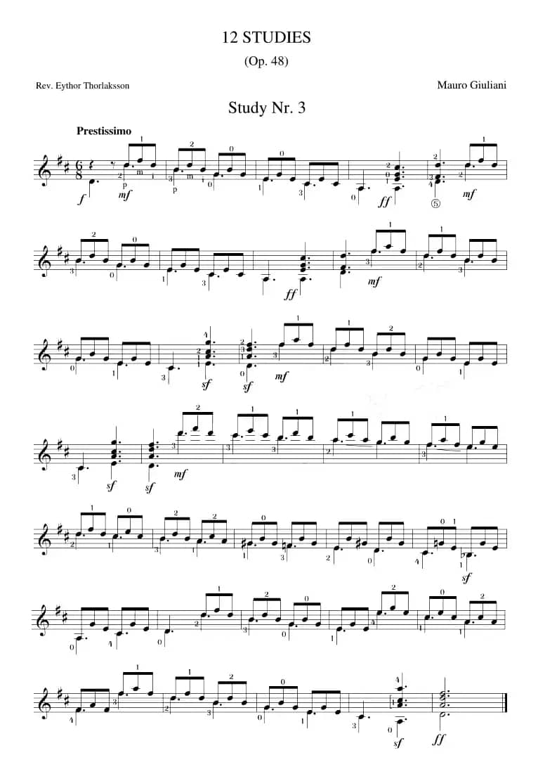 Mauro Giuliani《12 Studies,Op.48》（STUDY 3）