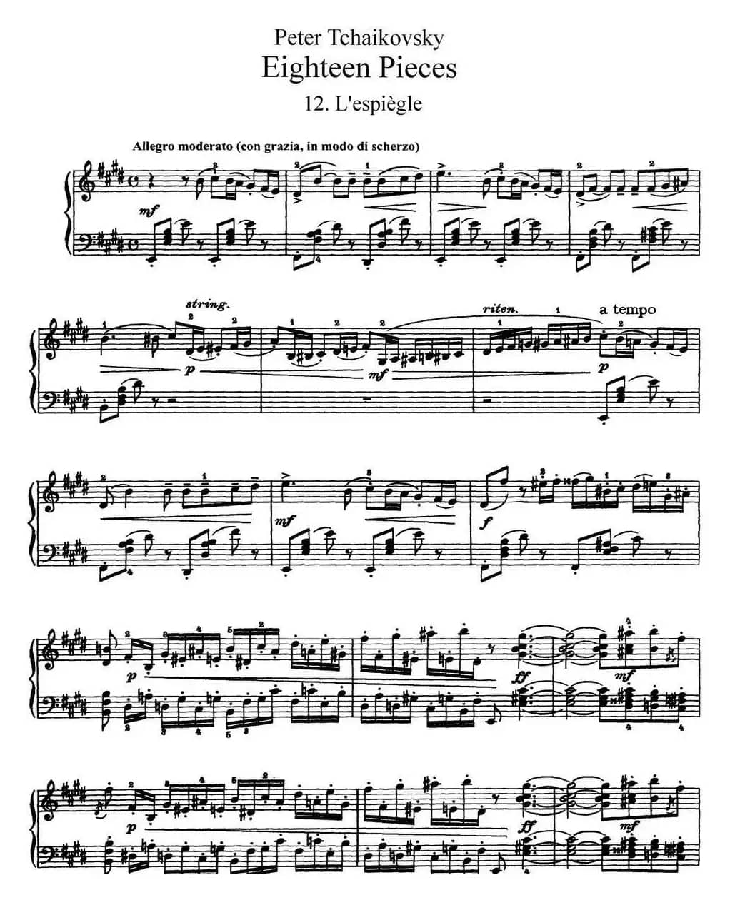 柴可夫斯基18首钢琴小品Op.72（12.L'espiegle）