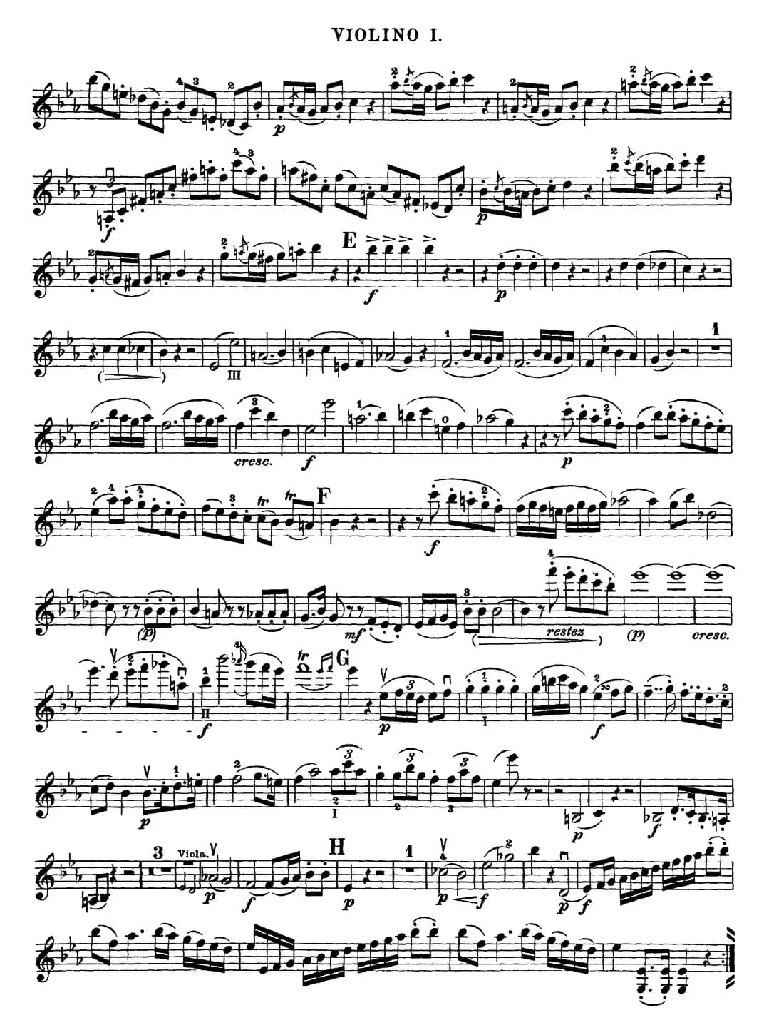 Mozart《Quartet No.16 in Eb Major,K.428》（Violin 1分谱）