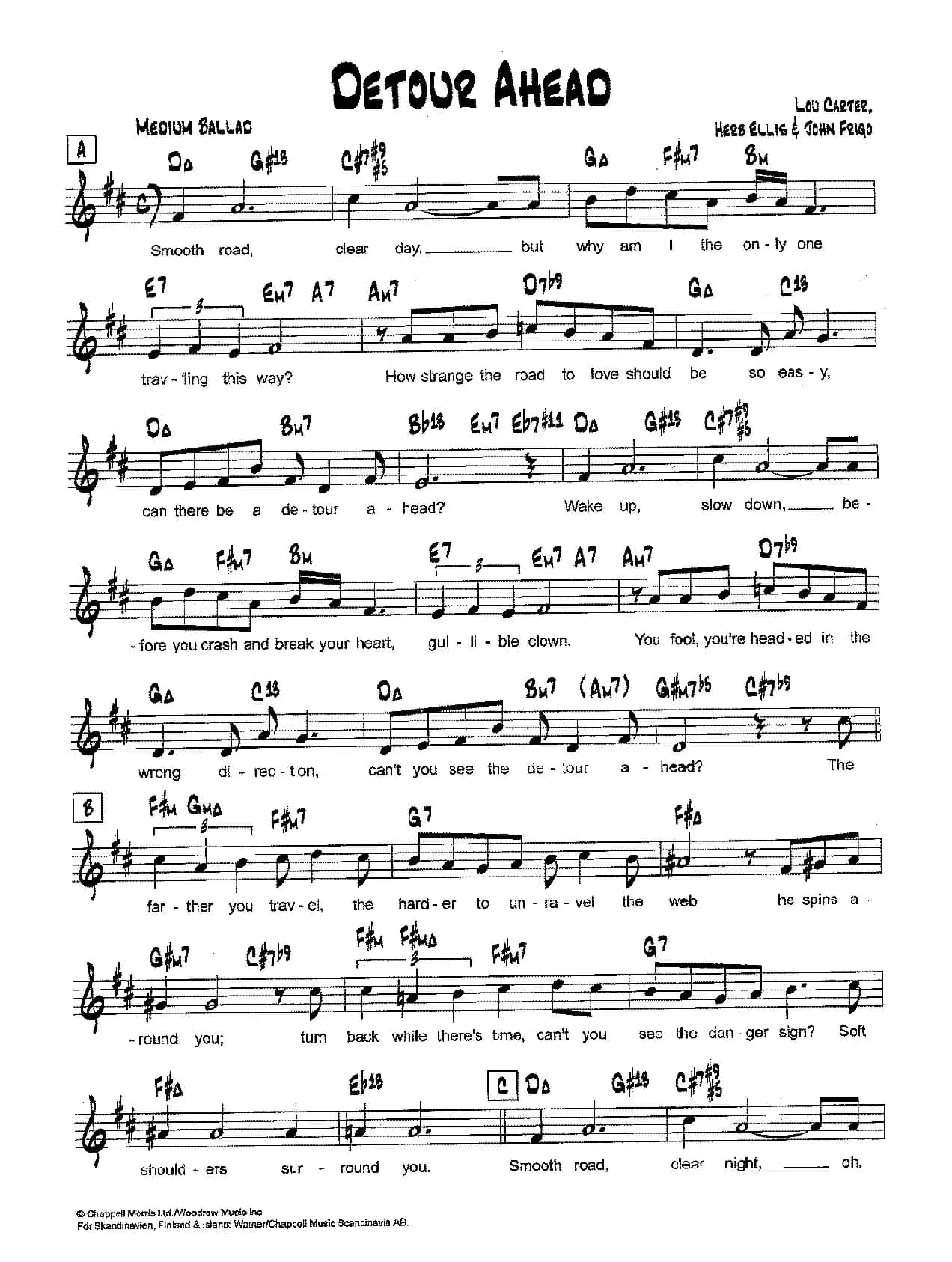 降B爵士乐谱：DETOUR AHEAD