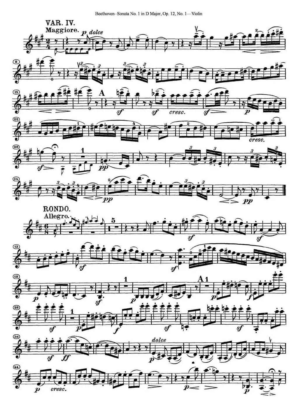 Violin Sonata No.1 in D Major Op.12 No.1