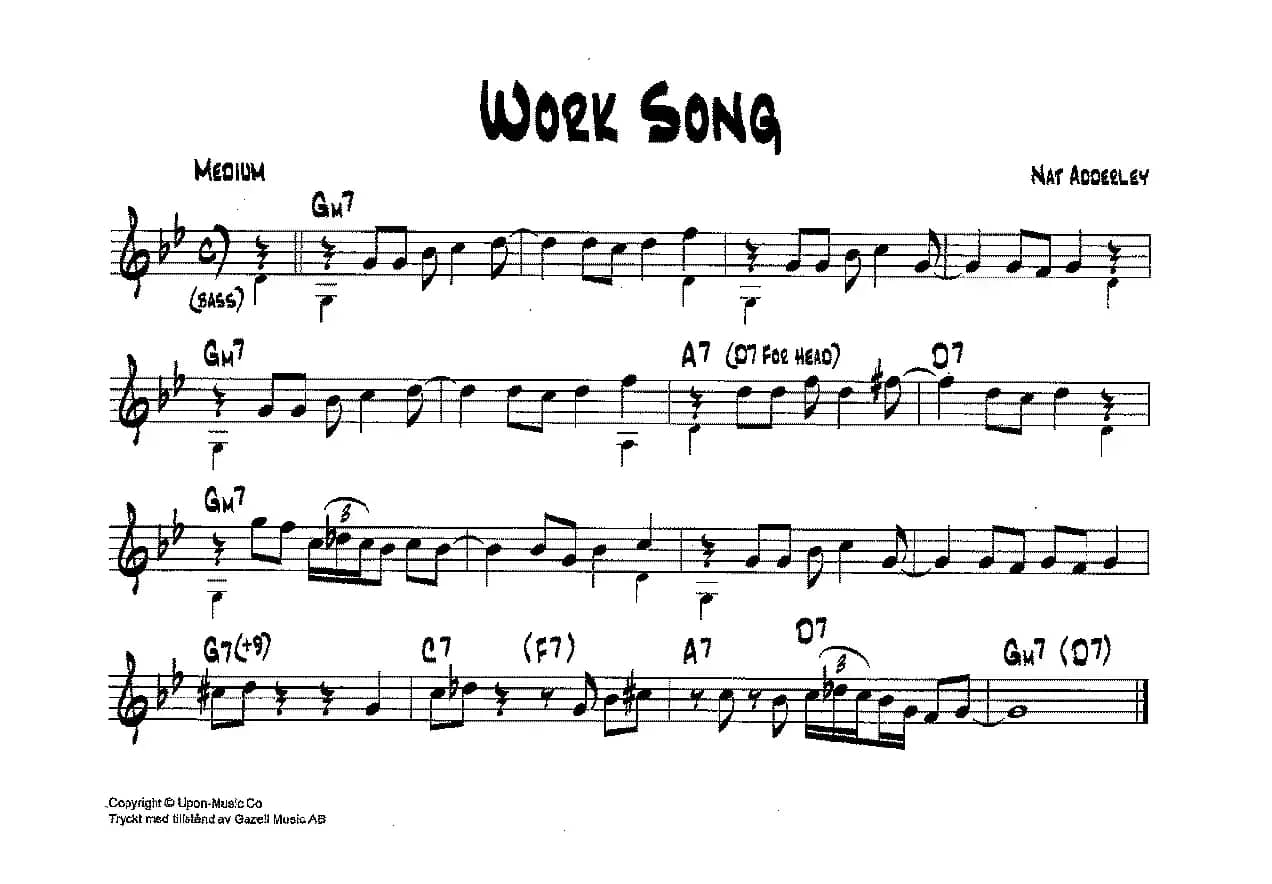 降B爵士乐谱：WORK SONG