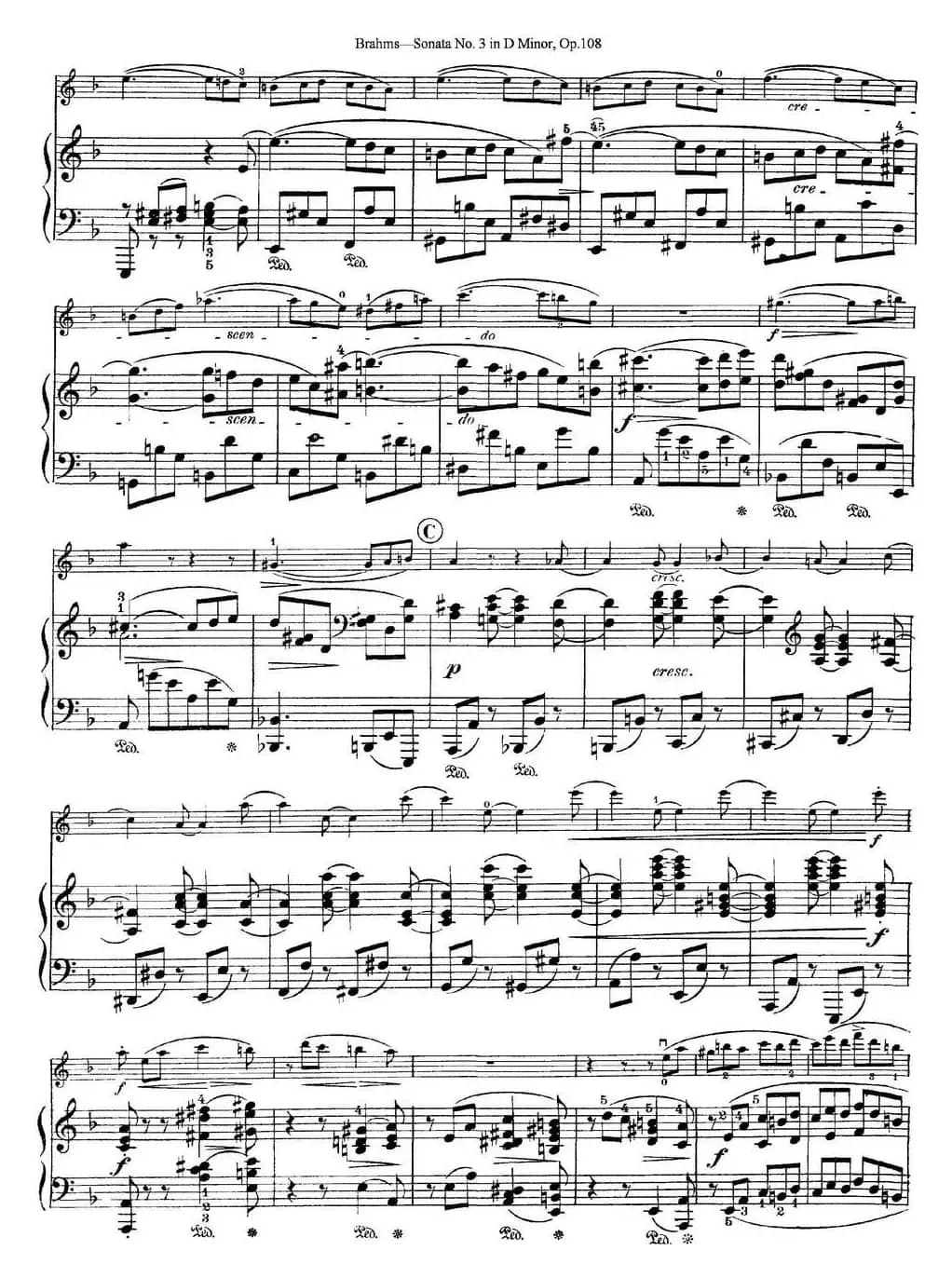 Violin Sonata No.3 in D Minor Op.108（小提琴+钢琴伴奏）