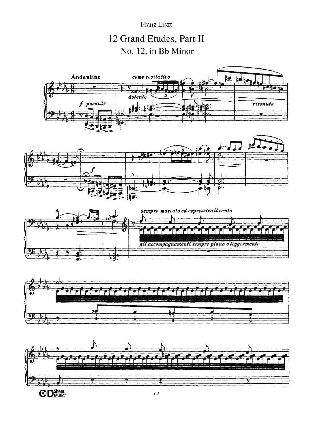 12 Grand Etudes S.137（12首华丽的练习曲·12）