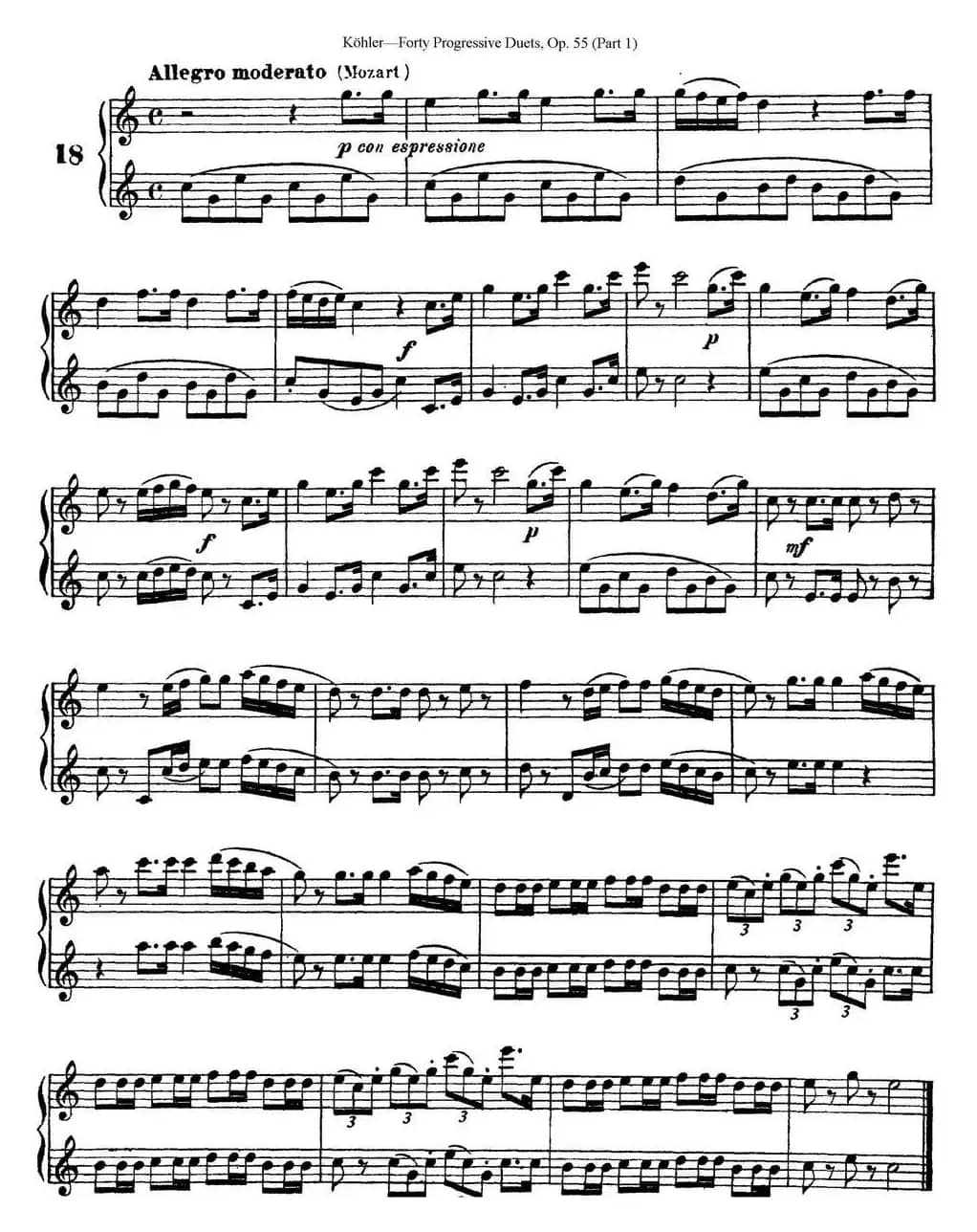 柯勒40首长笛提高练习曲OP.55（NO.18）