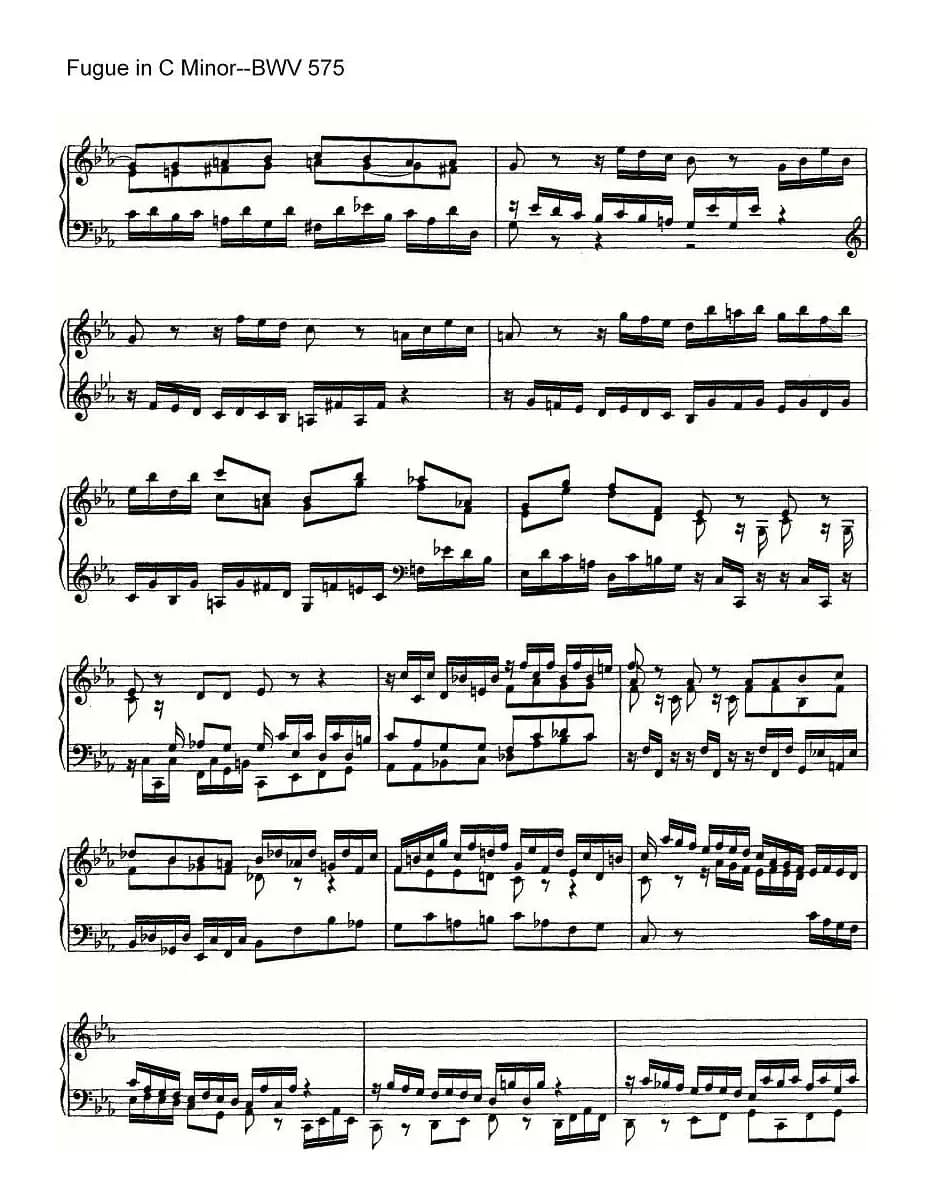 Fugue in C Minor--BWV 575（管风琴谱）