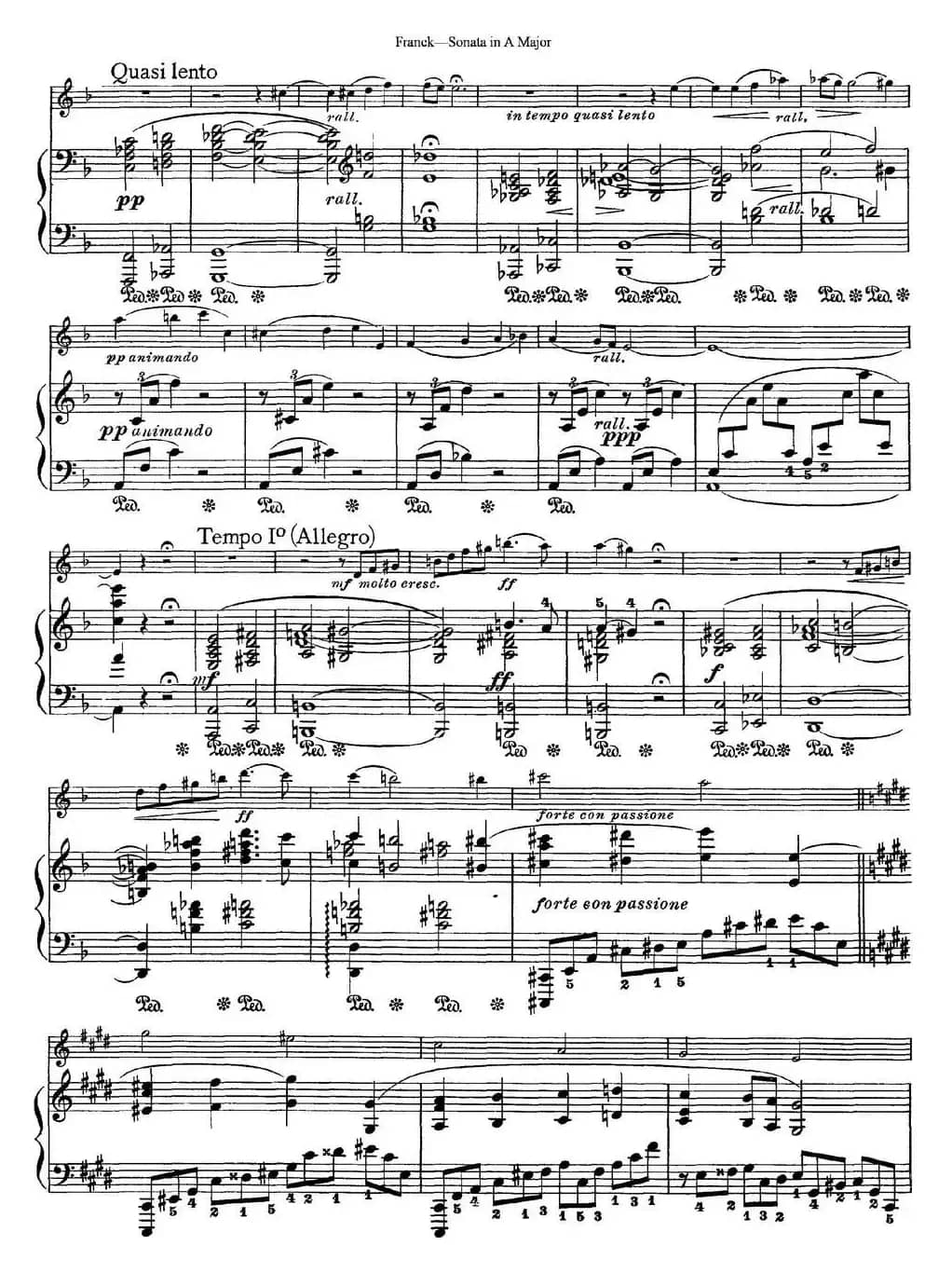 Franck Sonata in A Major（小提琴+钢琴伴奏）