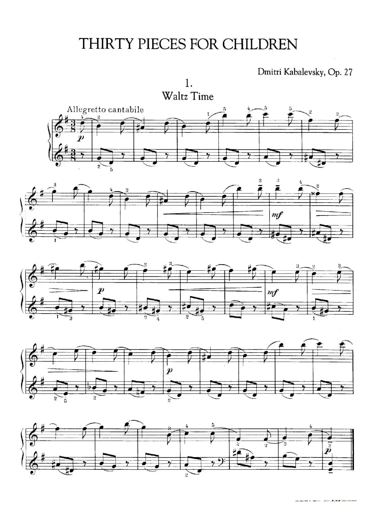 Thirty Pieces For Children Op.27（30首儿童钢琴曲 1—5）