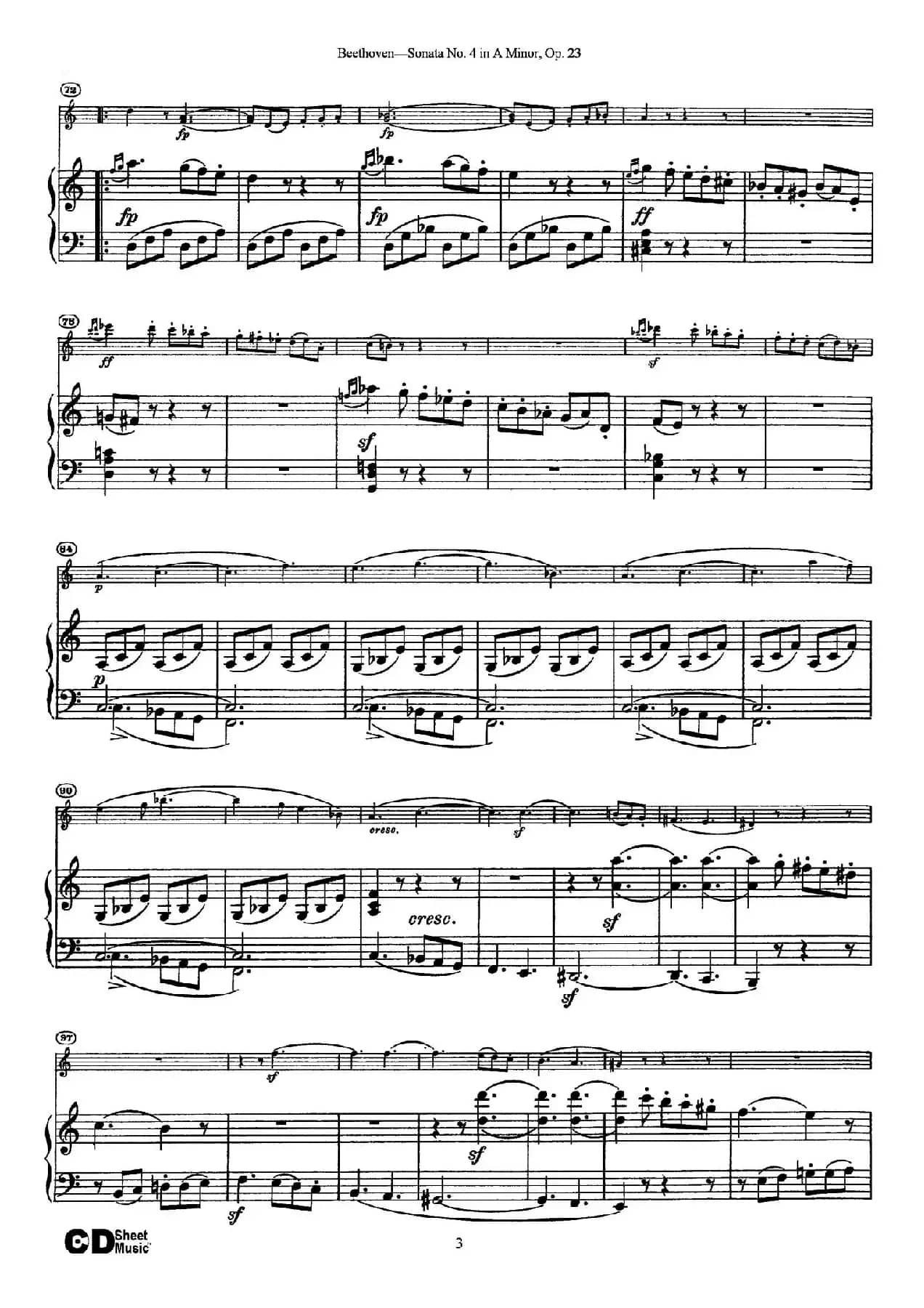 A小调第四小提琴奏鸣曲（Sonata No.4 in A Minor Op.23）（小提琴+钢琴伴奏）