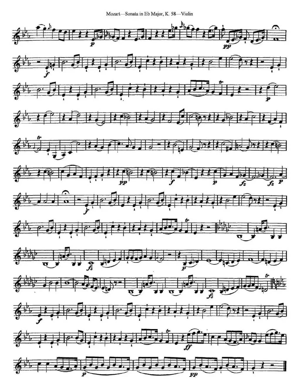 Violin Sonata in Eb Major K.58