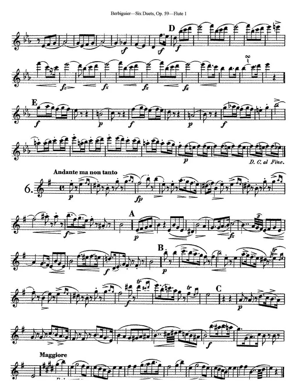 博比格6首长笛二重奏练习曲Op.59（Flute 1）