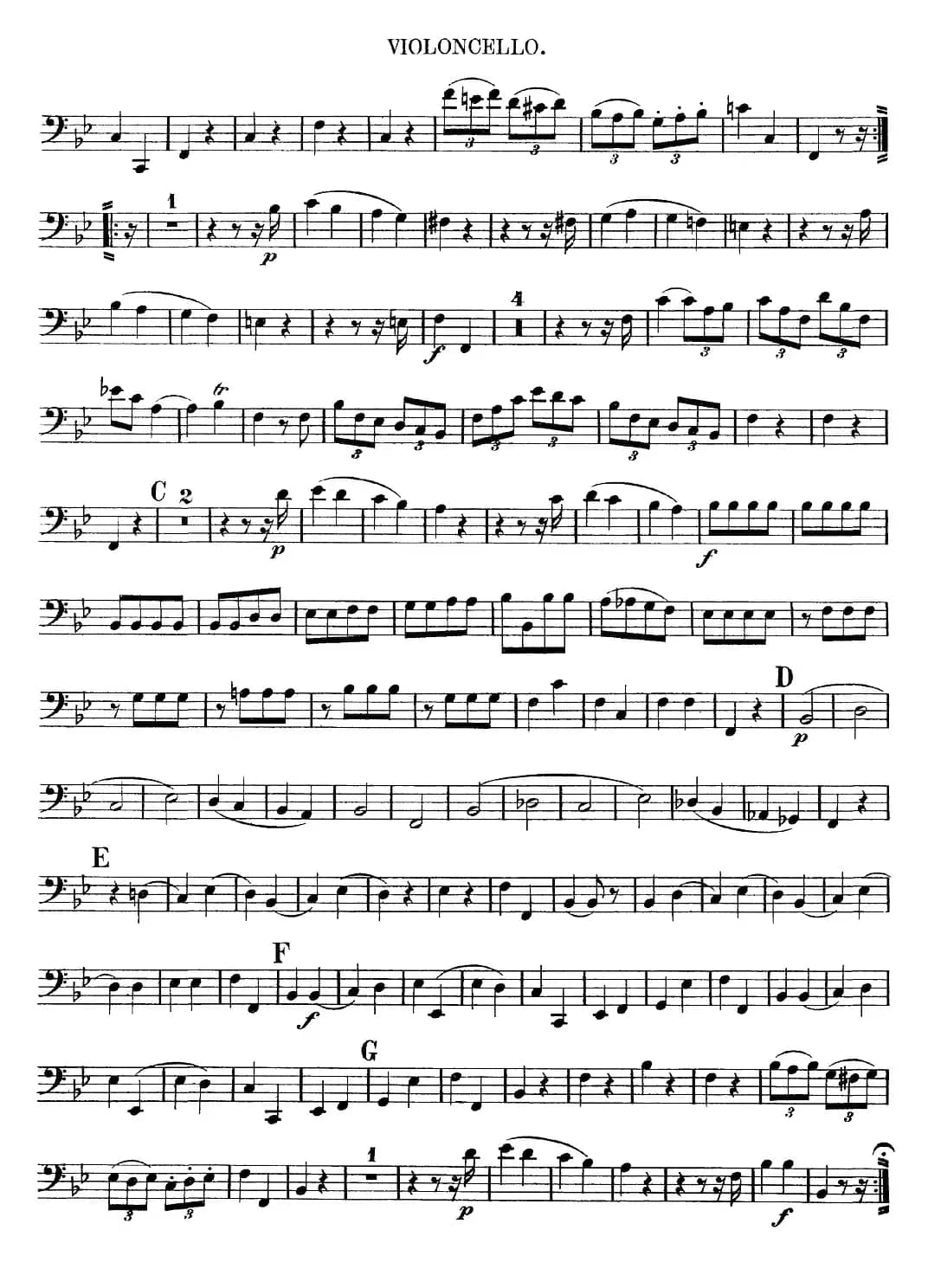 Mozart《Quartet No.12 in Bb Major,K.172》（Cello分谱）