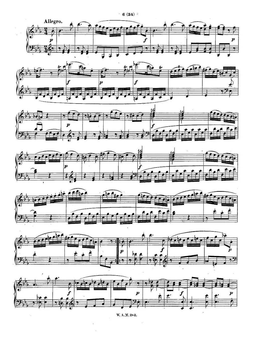 降E大调第四钢琴奏鸣曲 KV.282