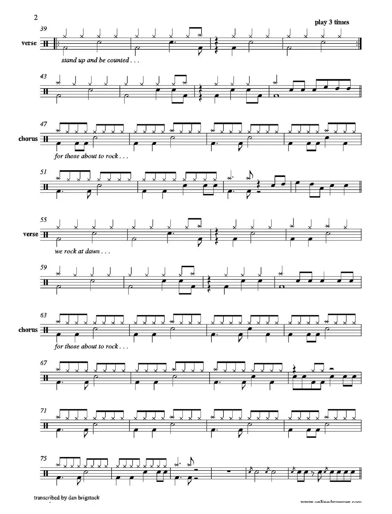 For Those About To Rock（鼓谱）