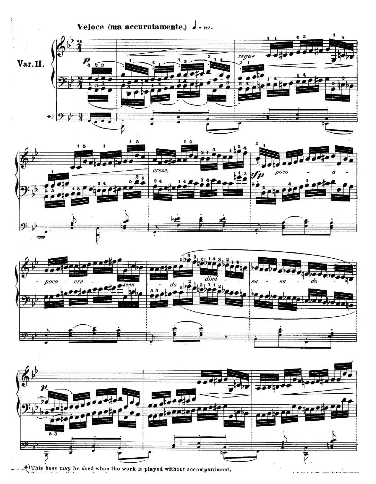 降B大调莫扎特主题变奏曲 Op.2（为钢琴与乐队而作）