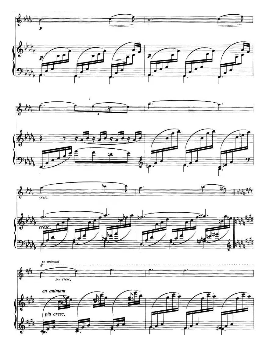 月光（CLAIR DE LUNE、德彪西作曲版、小提琴+钢琴伴奏）