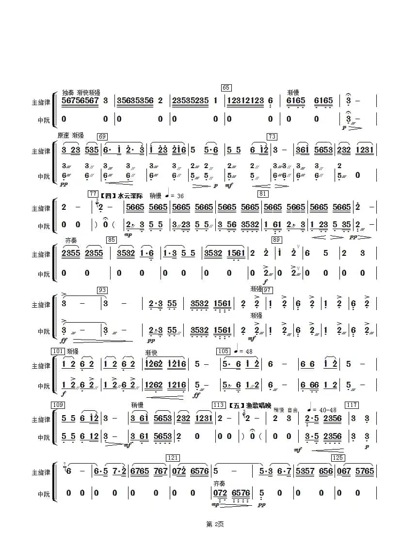 春江花月夜（主旋律与中阮分谱）