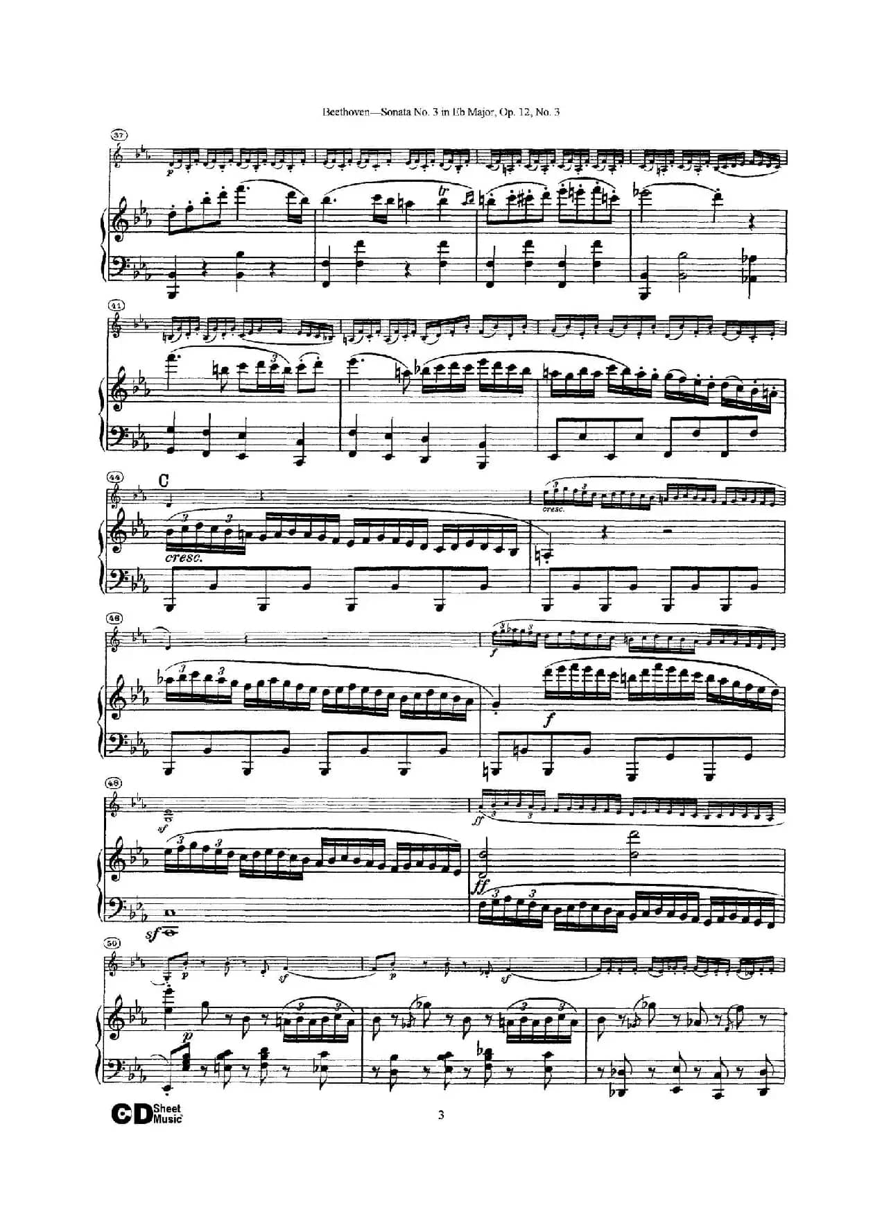 降E大调第三小提琴奏鸣曲（Sonata No.3 in Eb Major Op.12,No.3）（小提琴+钢琴伴奏）