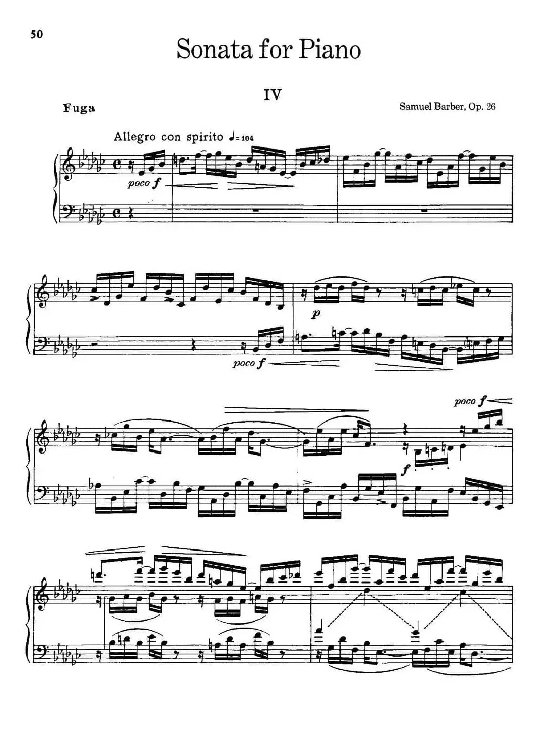 塞缪尔·巴伯 - 降e小调钢琴奏鸣曲 op.26 v.4