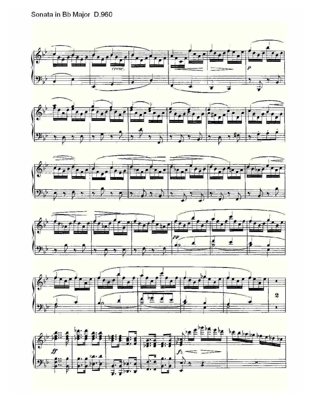 Sonata in Bb Major D.960（Bb大调奏鸣曲 D.960）