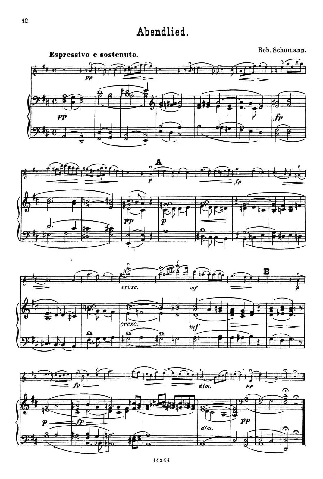 Abendlied.（小提琴+钢琴伴奏）