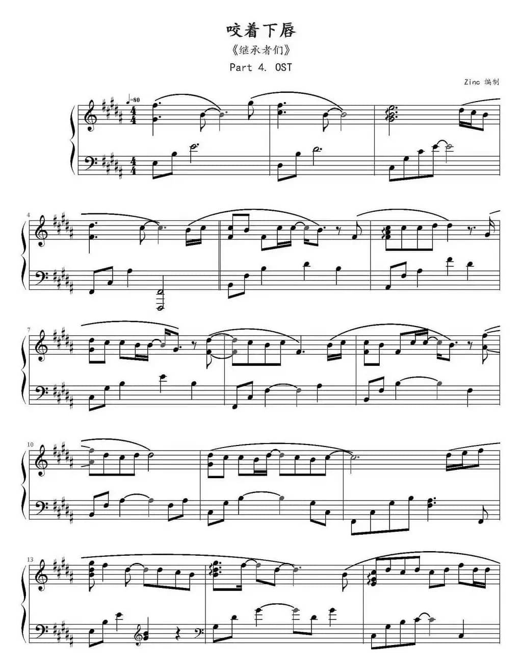 咬着下唇（电视剧《继承者们》插曲）