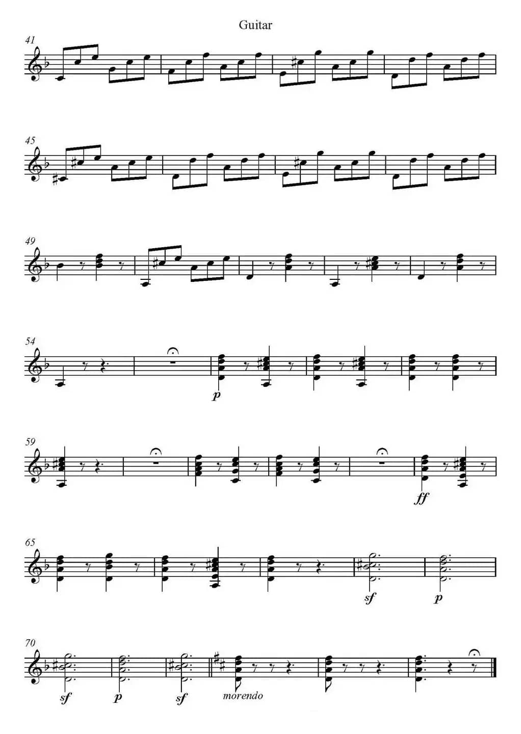 帕格尼尼六首《小提琴和吉他二重奏》 (M.S.110)（吉他分谱）